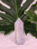 Luxury Blue Flower Agate Tower by Stone and Bloom featuring soft blue floral natural formations, Quartz,Blue Flower Agate