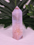Luxury Pink Amethyst Tower by Stone and Bloom featuring soft blush crystal formations