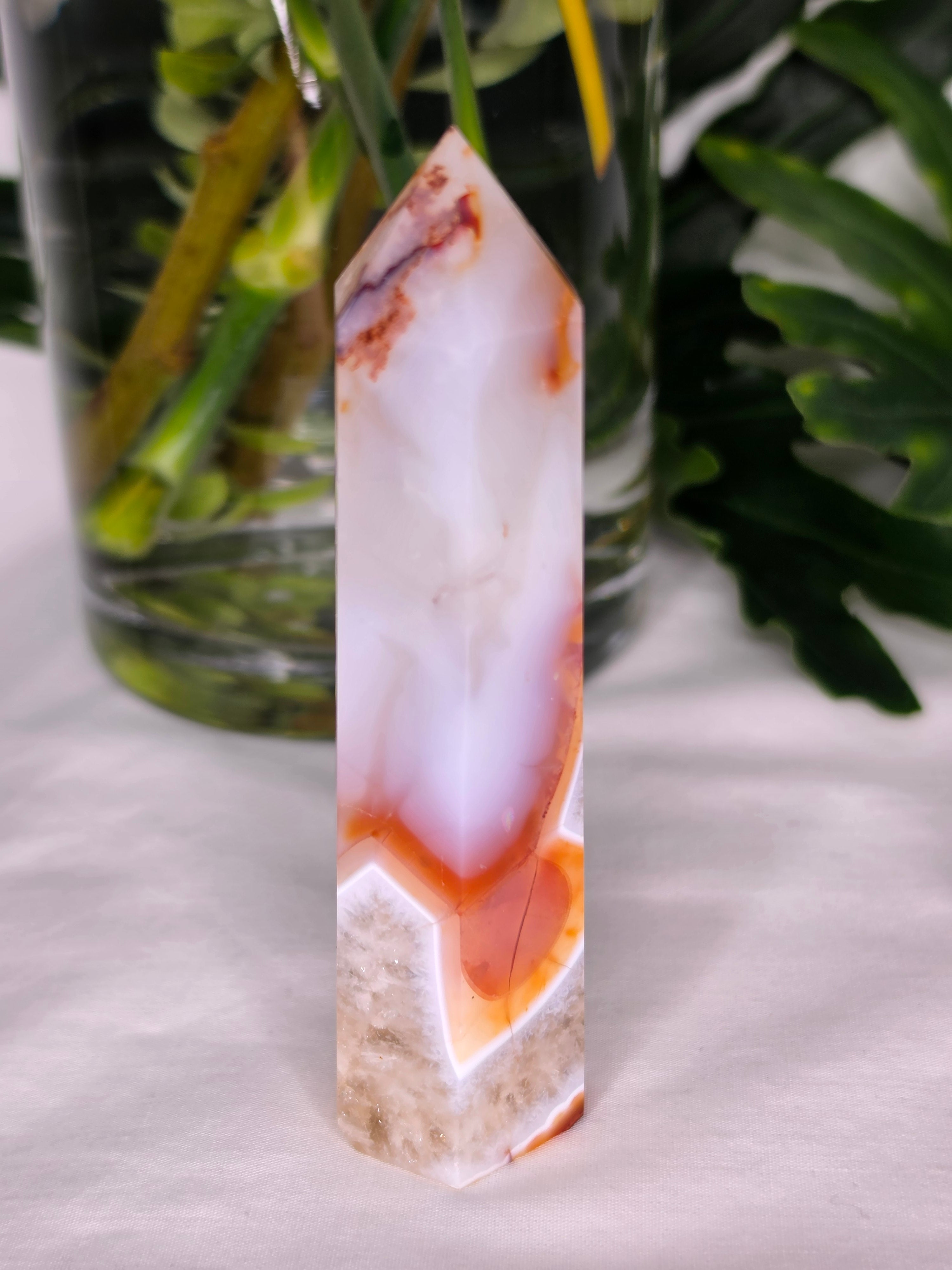 Luxury Red Carnelian Tower by Stone and Bloom featuring rich fiery natural tones and polished finish