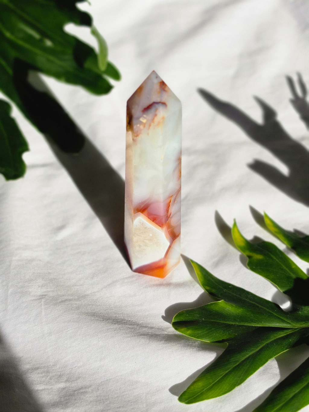 Luxury Red Carnelian Tower by Stone and Bloom featuring rich fiery natural tones and polished finish