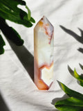 Luxury Red Carnelian Tower by Stone and Bloom featuring rich fiery natural tones and polished finish