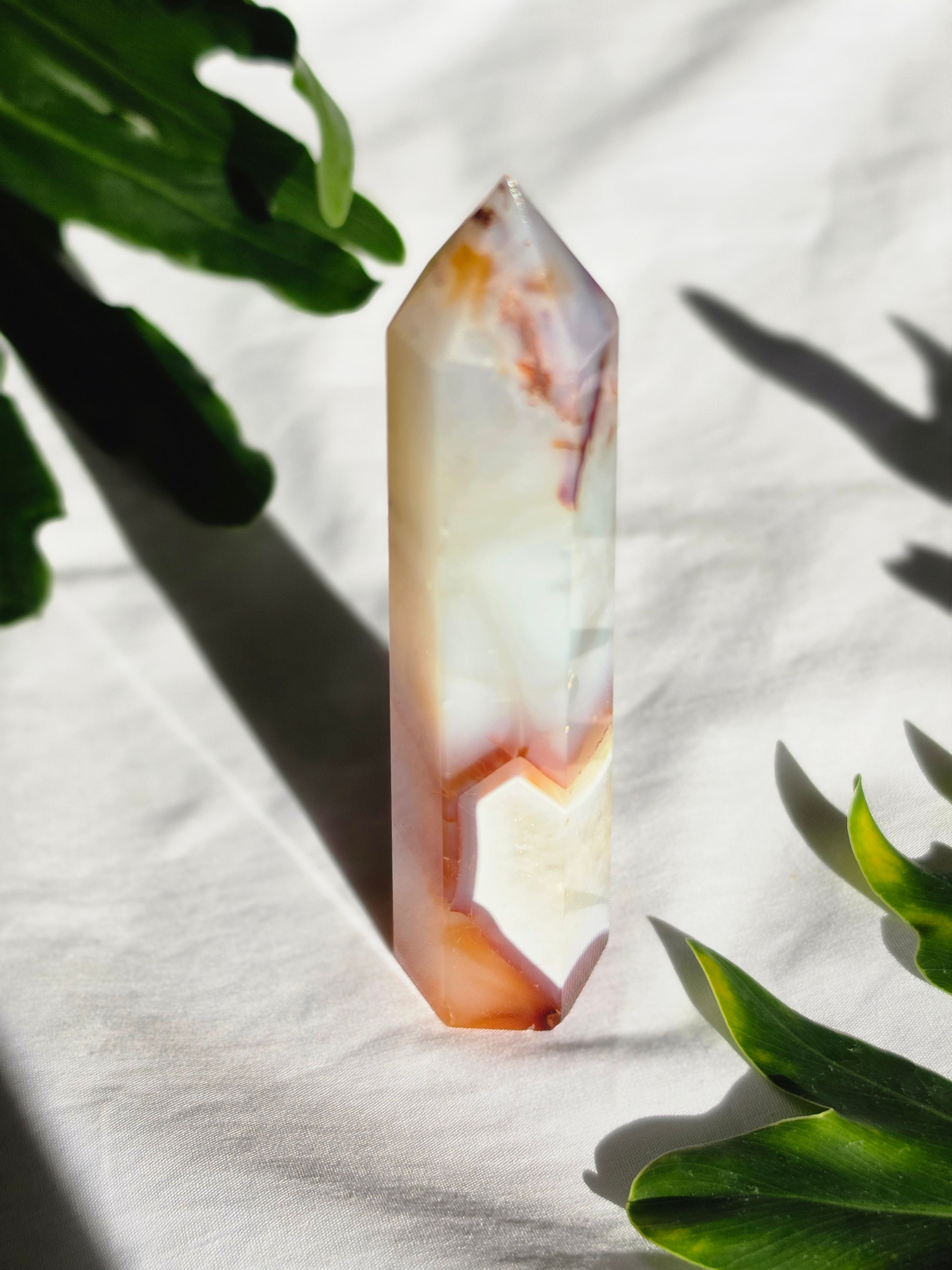 Luxury Red Carnelian Tower by Stone and Bloom featuring rich fiery natural tones and polished finish