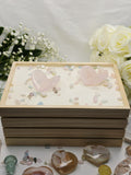 Luxury Rose Quartz 3D Heart by Stone and Bloom featuring soft blush pink natural crystal tones