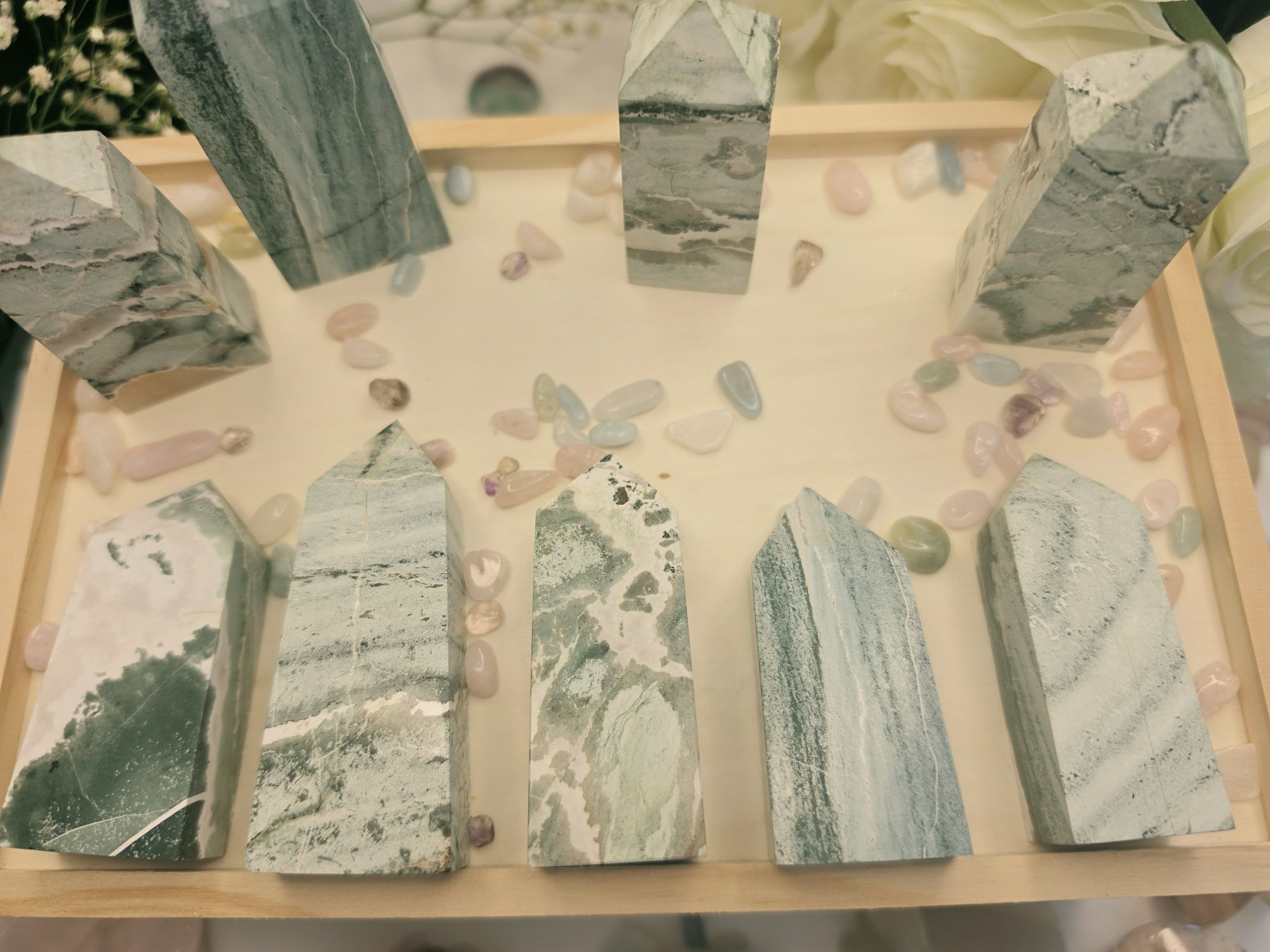 Luxury Unicorn Ocean Jasper Tower by Stone and Bloom featuring dreamy pastel natural formations