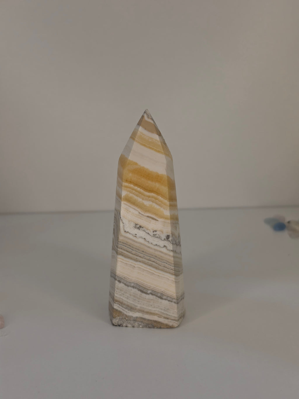 Luxury Yellow Banded Calcite Tower crystal by Stone and Bloom featuring warm golden natural banding
Yellow Banded Calcite Tower
Crystal Tower
Luxury Crystal Décor
Statement Crystal
Stone and Bloom