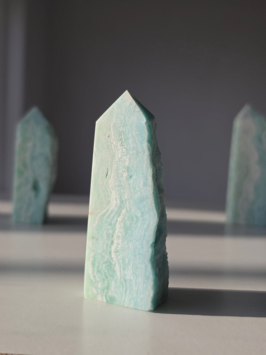 Hemimorphite Crystal Tower, Blue, Ocean Vibe, Green, Coastal, Crystal Tower, Home Styling, On Trend, Vibe, Coastal Styling, Natural Stone, Home Decor, Healing Crystals
