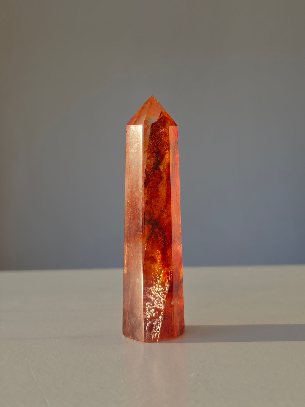 Fire Quartz Crystal Tower 11.5cm Red and Quartz high quality Crystal Tower Home Decor, Home Styling, On Trend