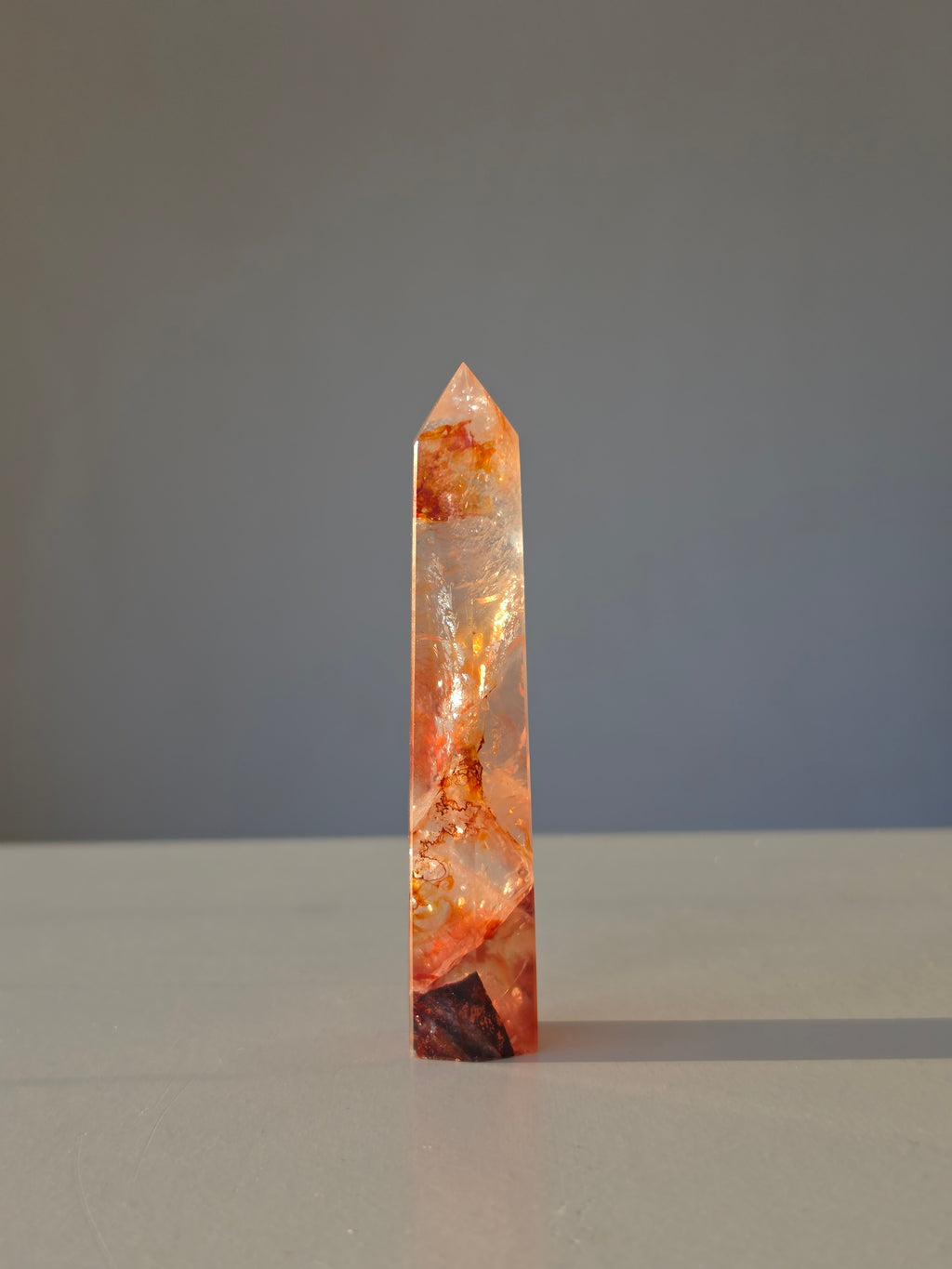 Fire Quartz Crystal Tower Red, Quartz,10.5cm