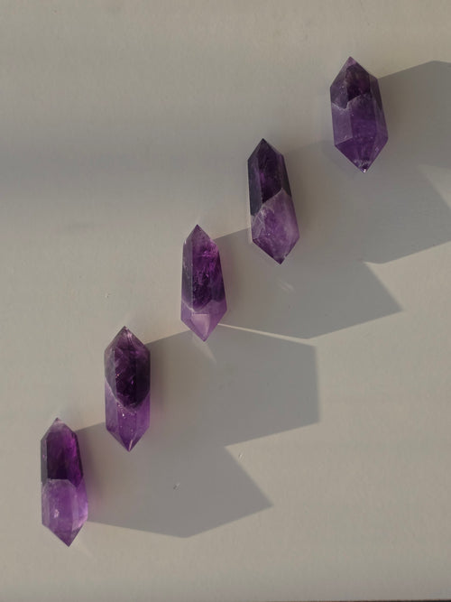 High Quality Purple Amythest Double terminated points curated by stoneandbloomco