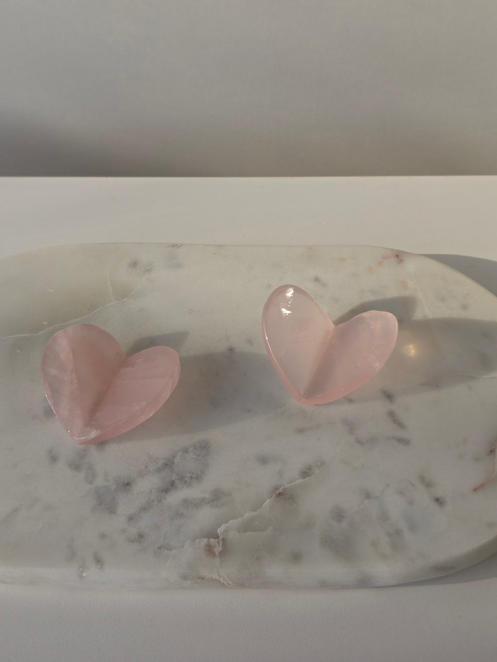 Luxury Rose Quartz 3D Heart by Stone and Bloom featuring soft blush pink natural crystal tones