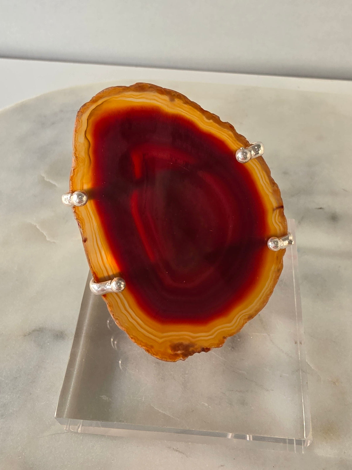 Agate Slice Bracelet Silver