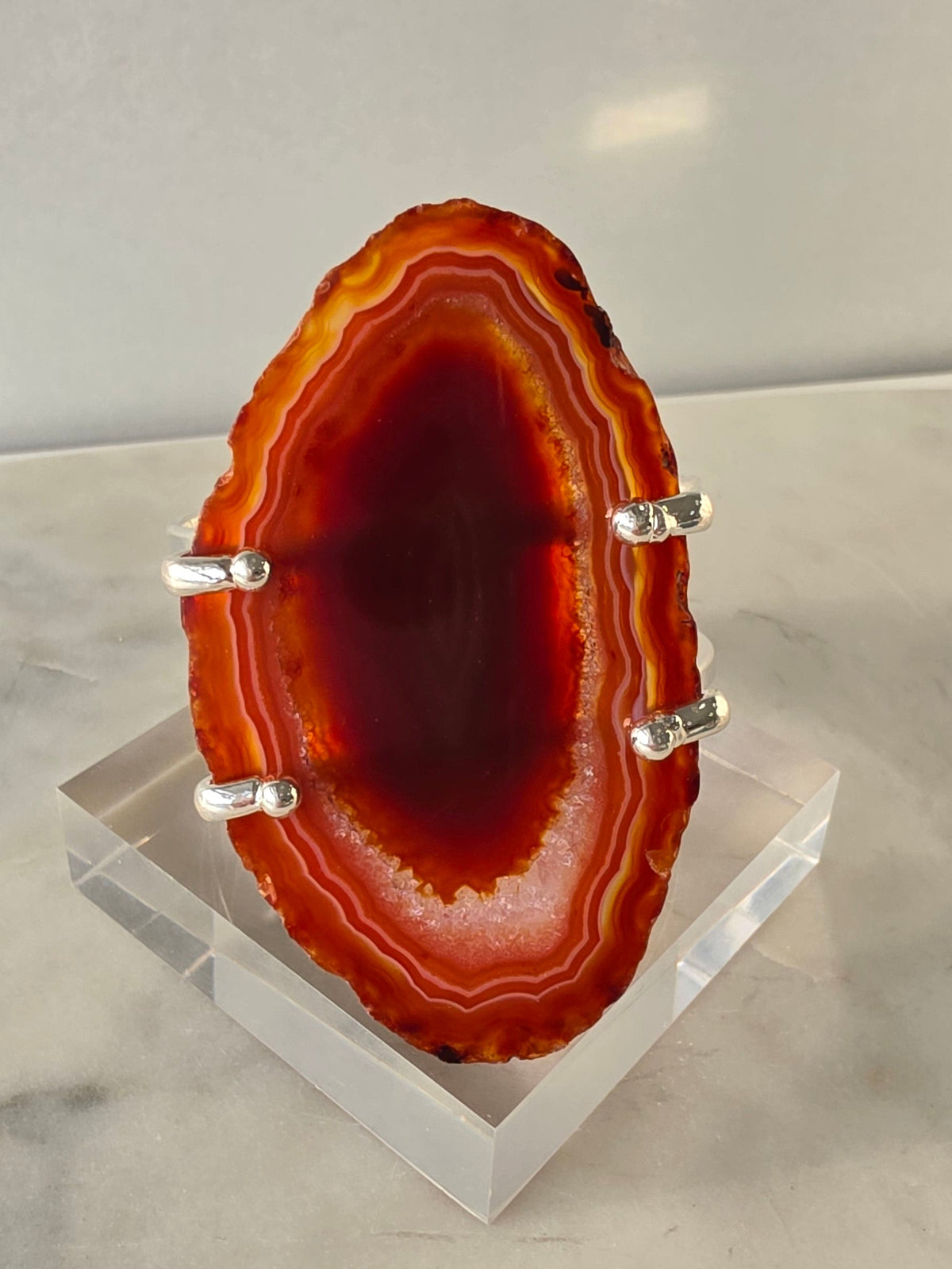 Agate Slice Bracelet Silver