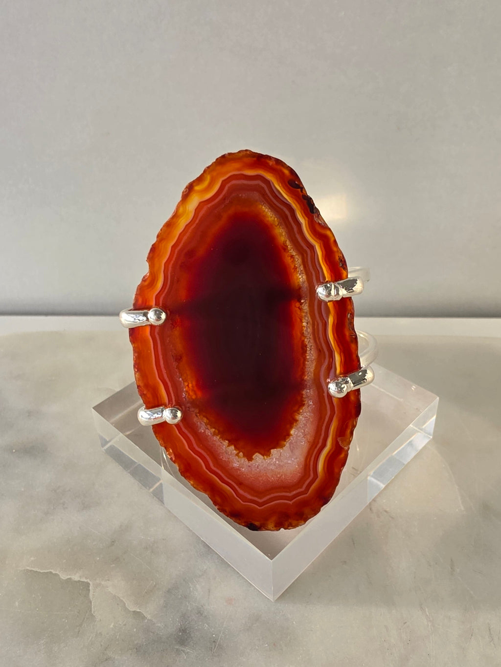 Agate Slice Bracelet Silver