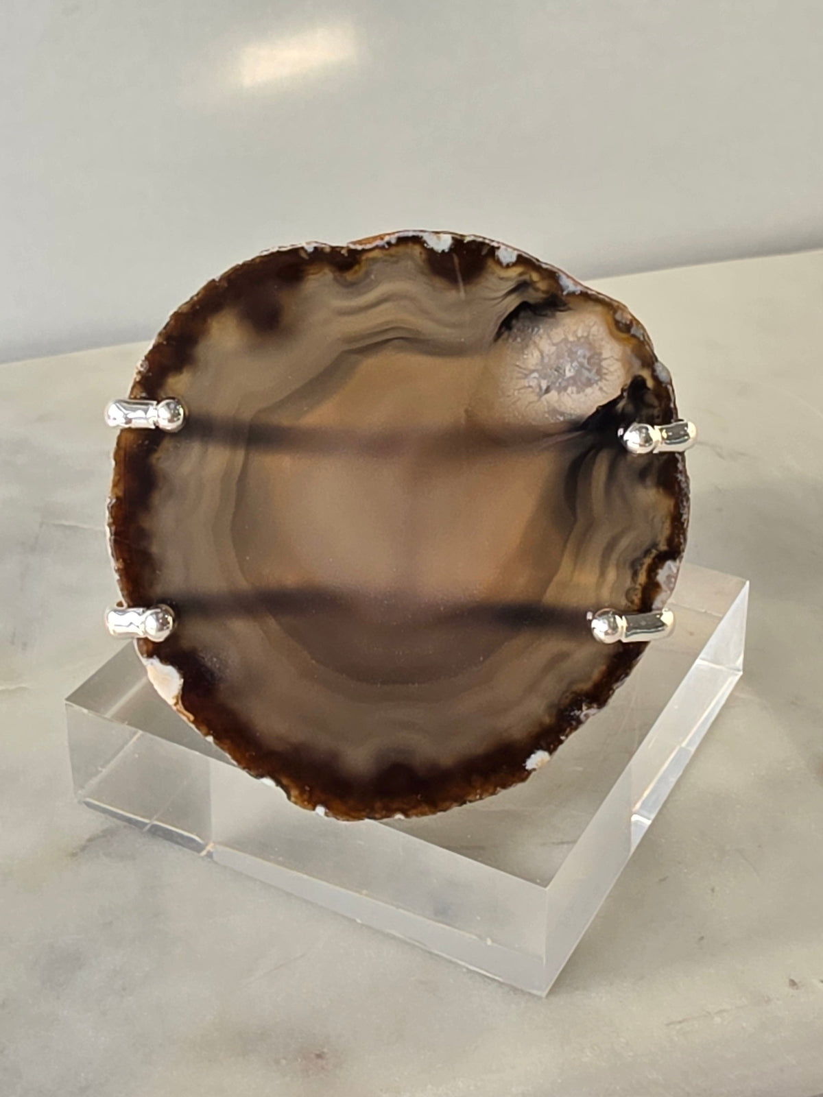 Agate Slice Bracelet Silver