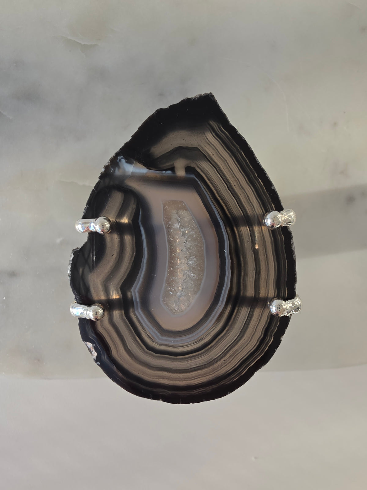 Agate Slice Bracelet Silver