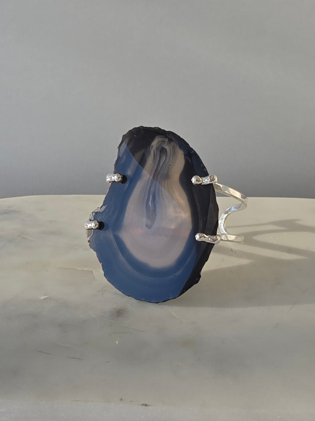 Agate Slice Bracelet Silver