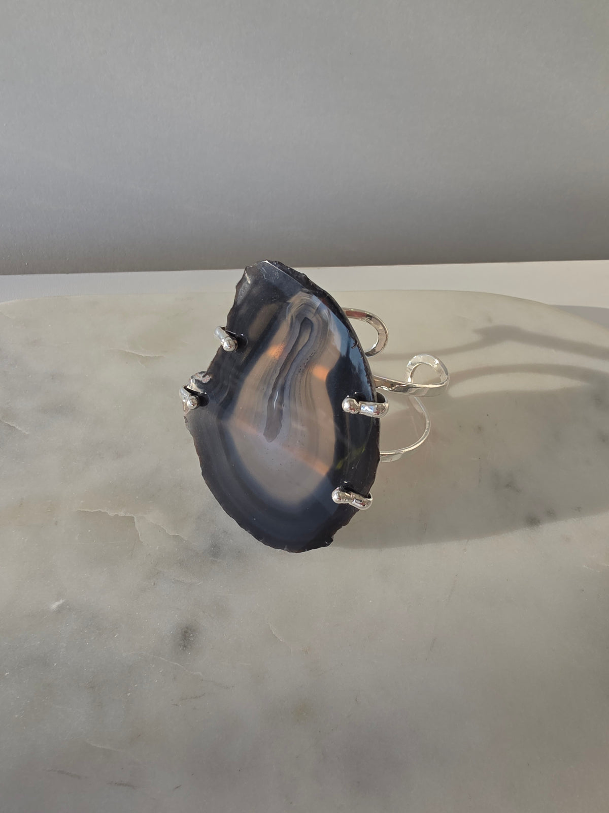 Agate Slice Bracelet Silver