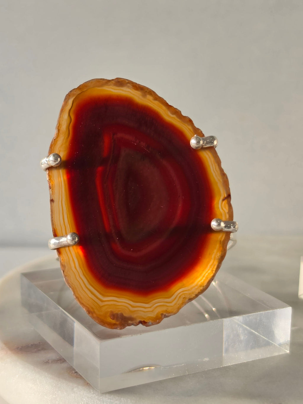 Agate Slice Bracelet Silver