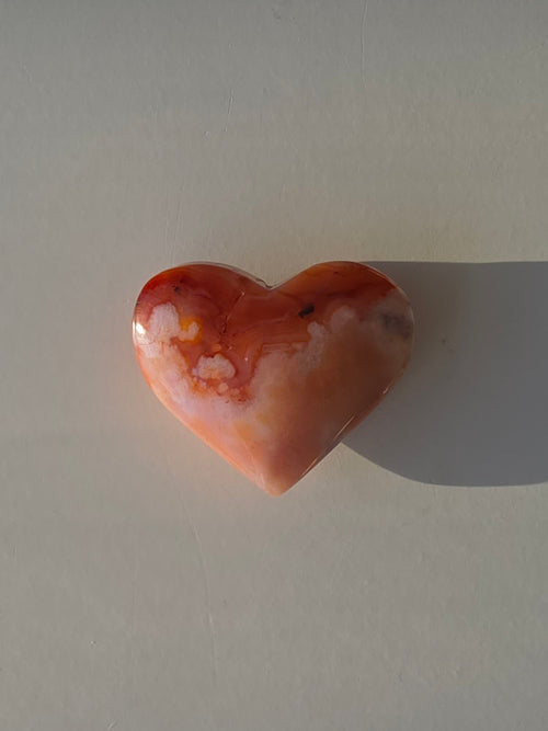 Carnelian Flower Agate Heart Crystal - Carnelian Flower Agate, Heart