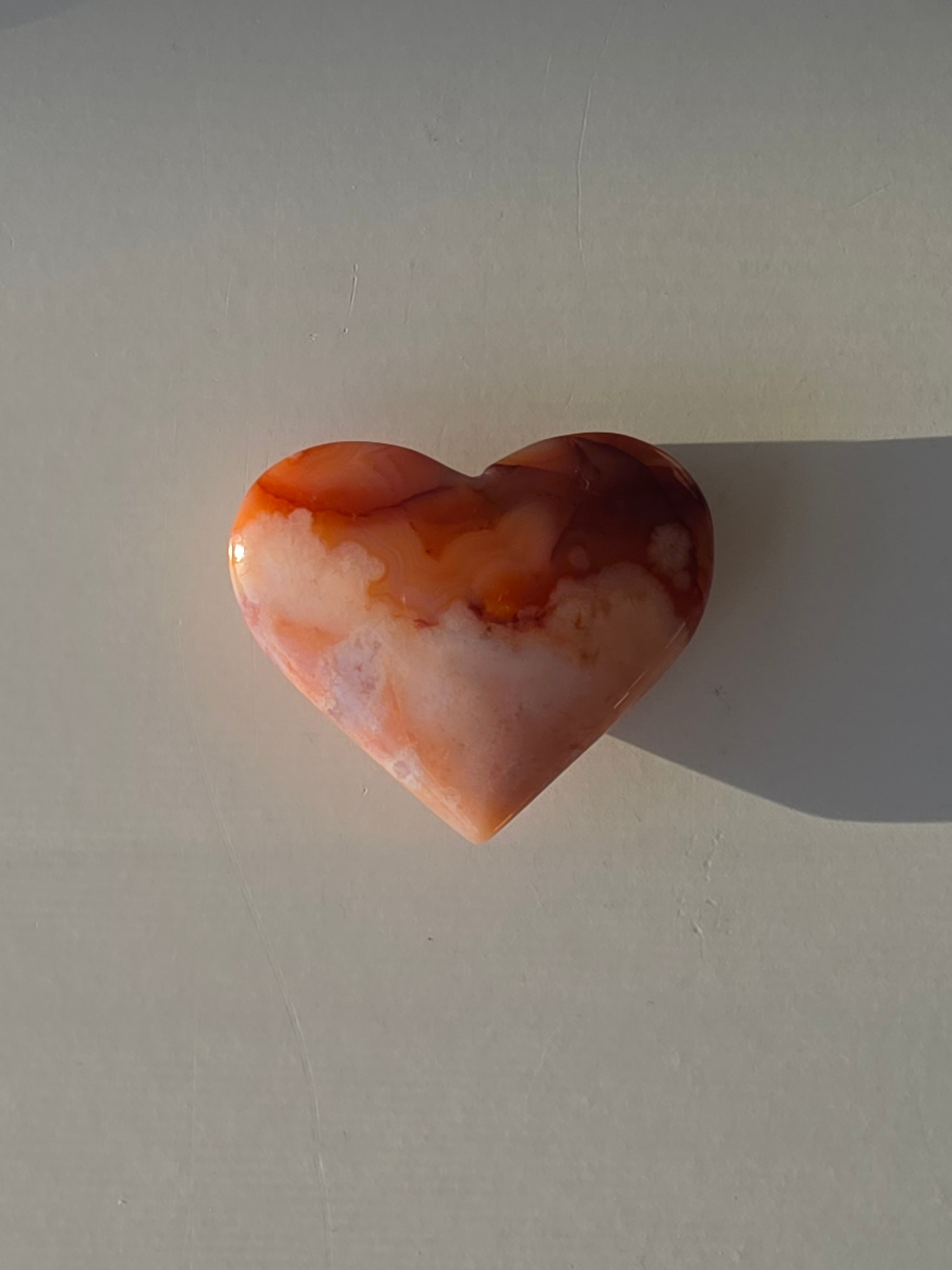 Carnelian Flower Agate Heart Crystal - Carnelian Flower Agate, Heart