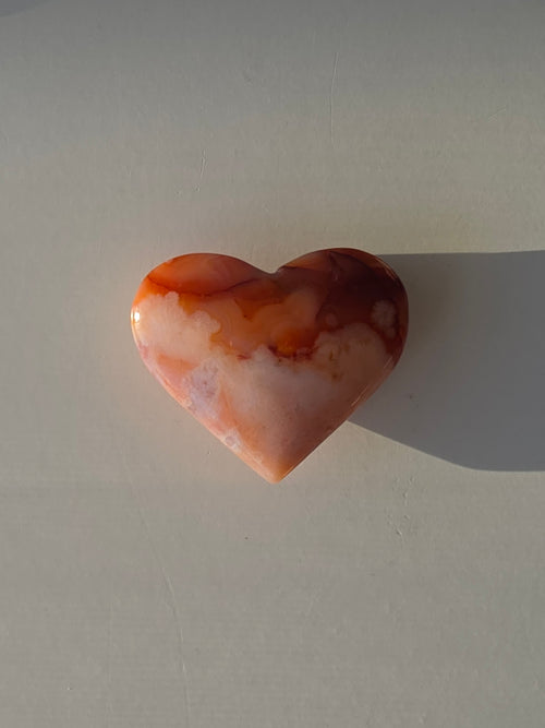 Carnelian Flower Agate Heart Crystal - Carnelian Flower Agate, Heart