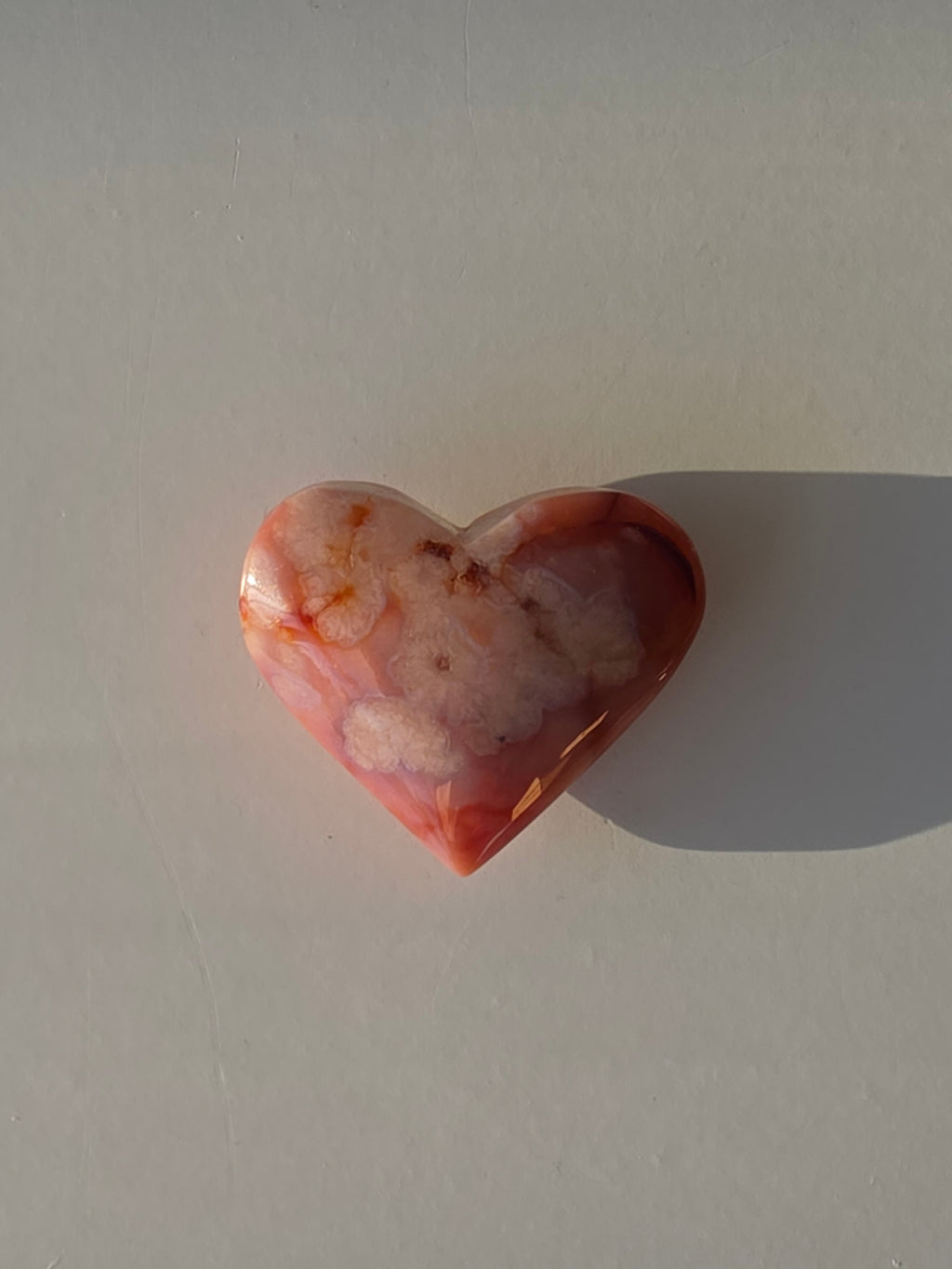 Carnelian Flower Agate Heart Crystal - Carnelian Flower Agate, Heart