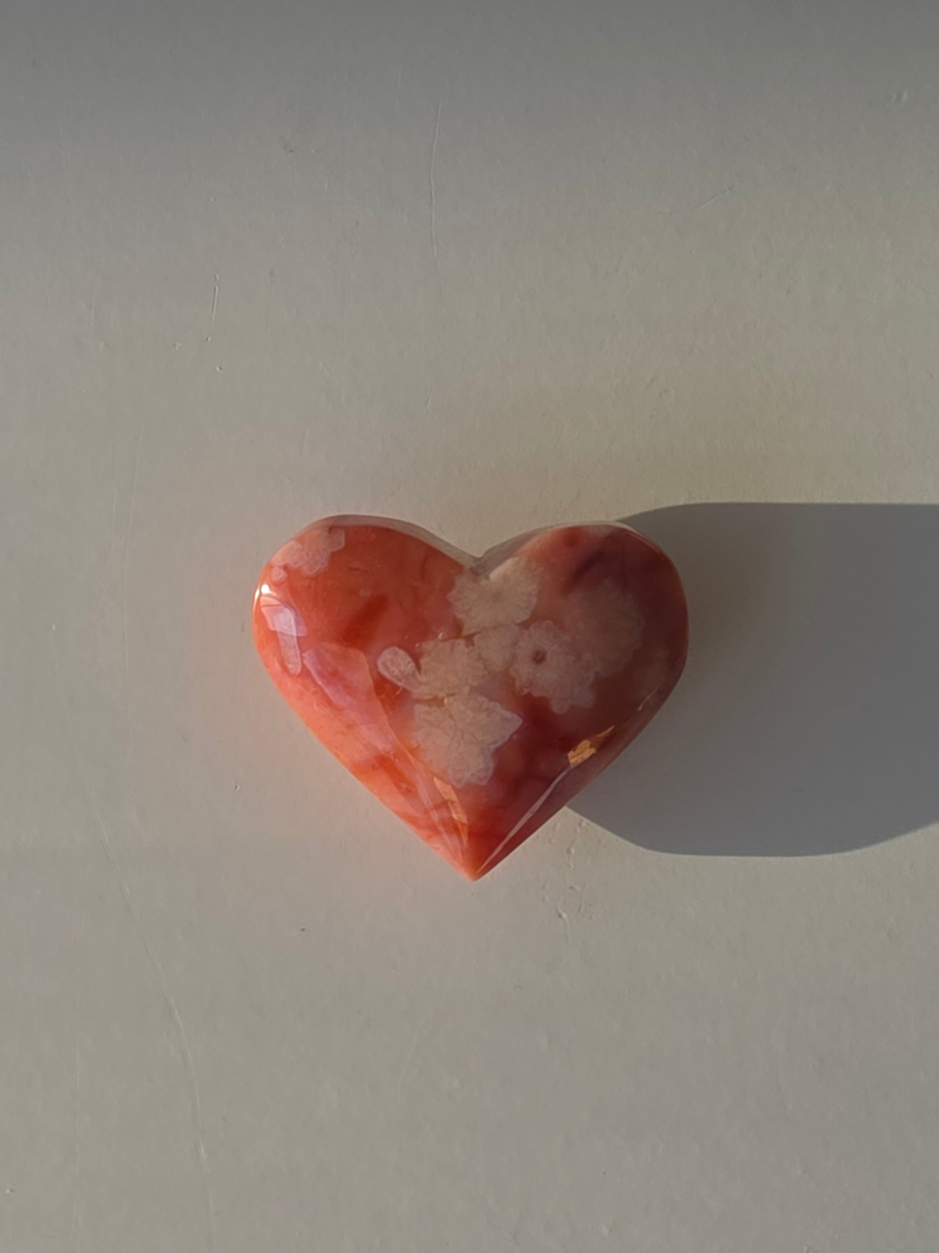 Carnelian Flower Agate Heart Crystal - Carnelian Flower Agate, Heart