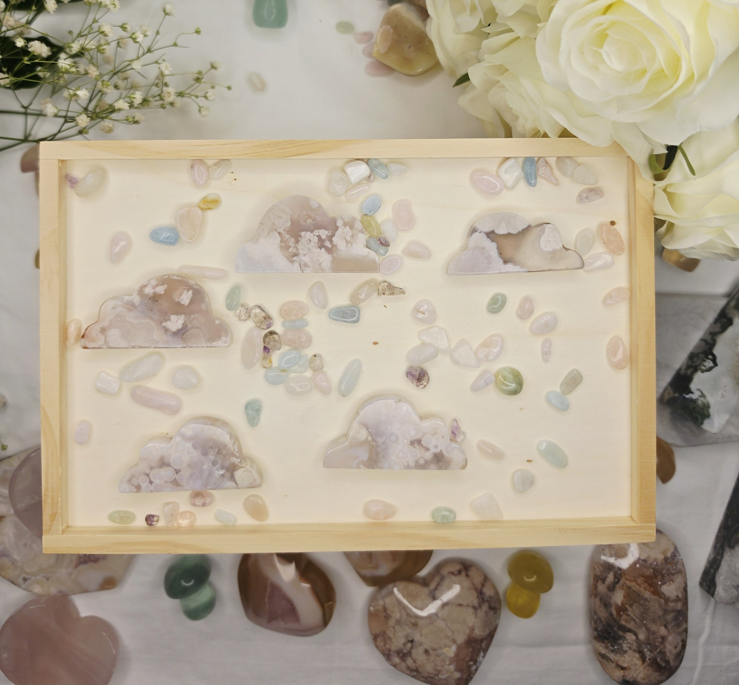 Luxury Pink Flower Agate Cloud by Stone and Bloom featuring soft blush floral natural formations