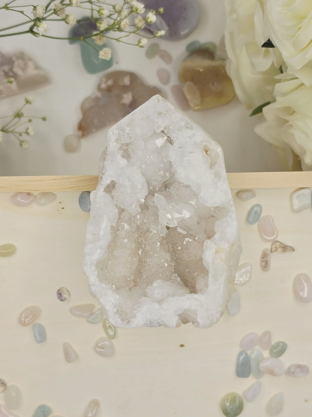 Luxury Druzy Agate Geode Heart by Stone and Bloom featuring sparkling crystal formations