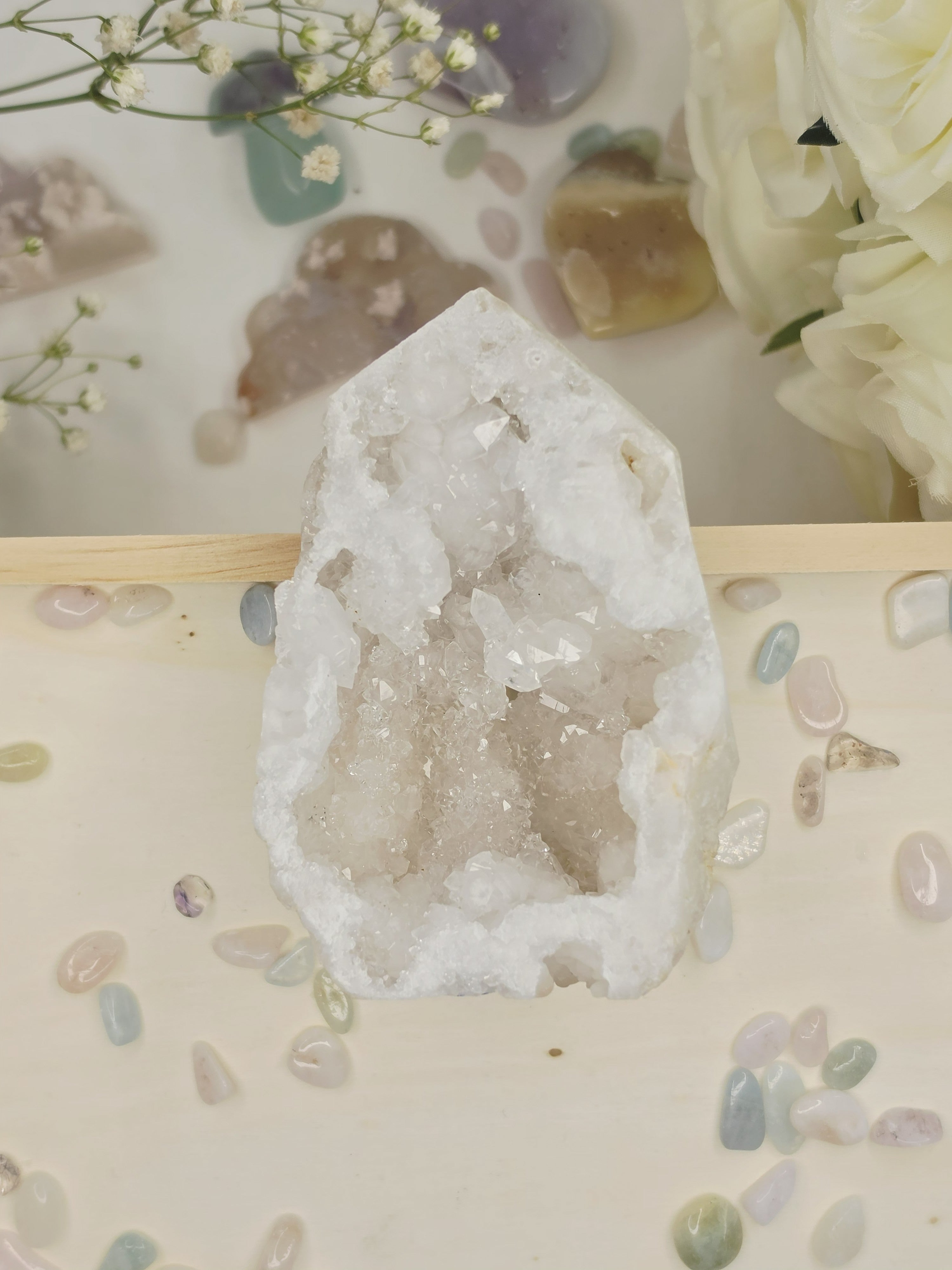 Luxury Druzy Agate Geode Heart by Stone and Bloom featuring sparkling crystal formations