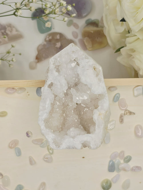 Luxury Druzy Agate Geode Heart by Stone and Bloom featuring sparkling crystal formations