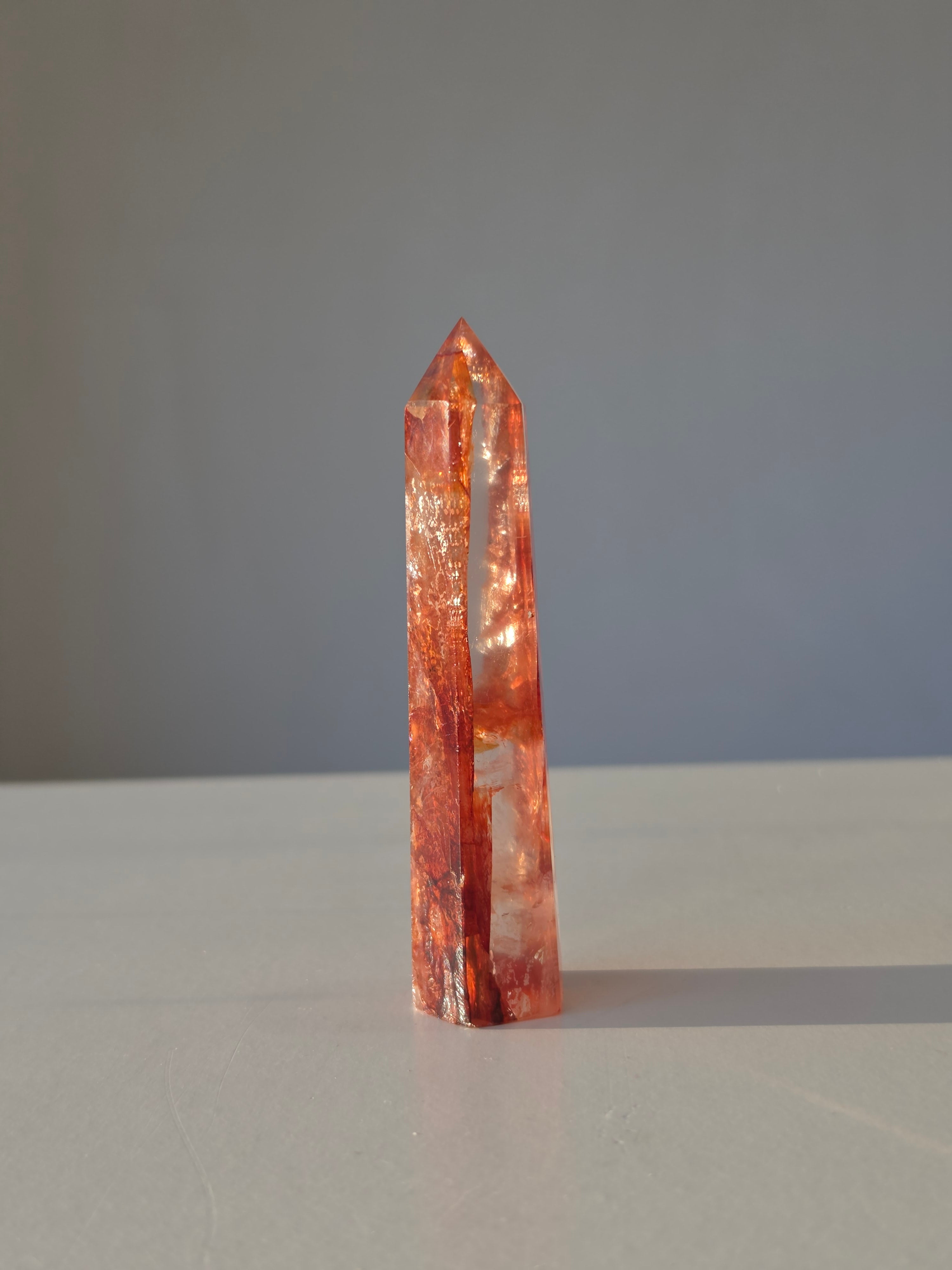 Fire Quartz Crystal Tower 11.5cm Red and Quartz high quality Crystal Tower Home Decor, Home Styling, On Trend