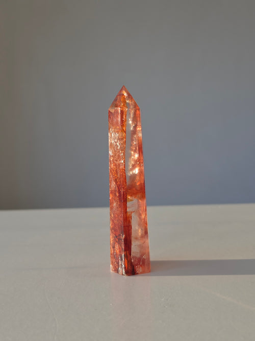 Fire Quartz Crystal Tower 11.5cm Red and Quartz high quality Crystal Tower Home Decor, Home Styling, On Trend