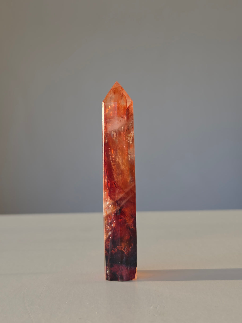 Fire Quartz Crystal Tower 10.5cm Red