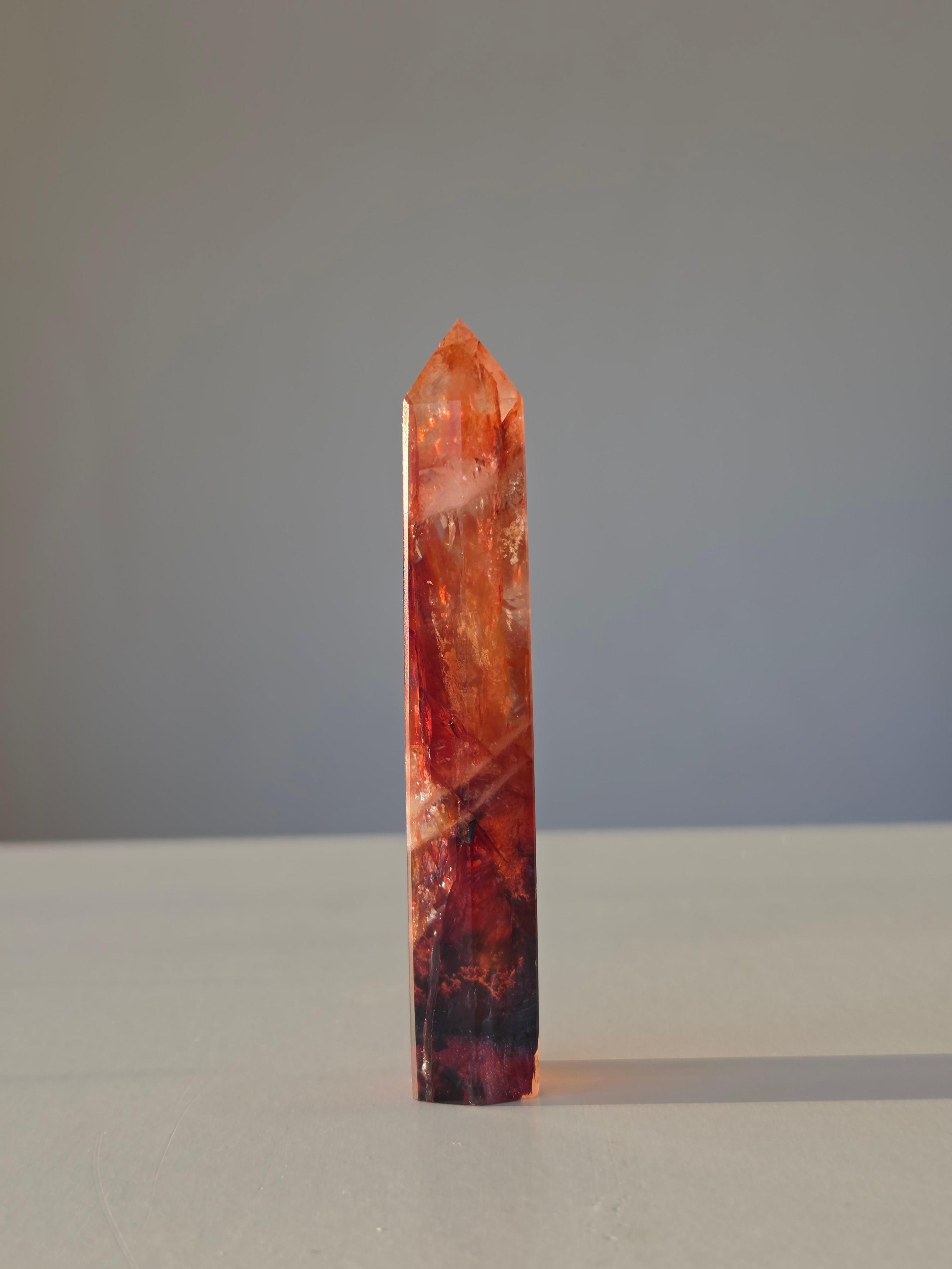 Fire Quartz Crystal Tower 10.5cm Red