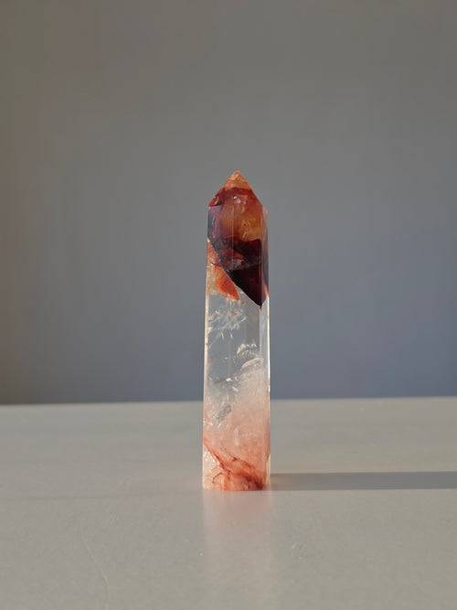Fire Quartz Crystal Tower 11.5cm Red and Quartz high quality Crystal Tower Home Decor, Home Styling, On Trend 11.5cm