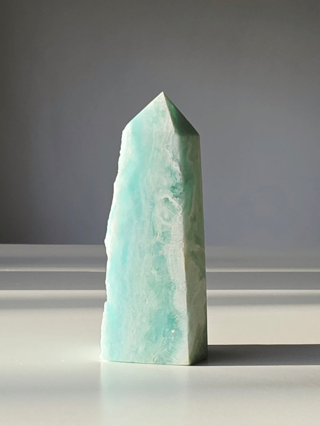 Hemimorphite Crystal Tower, Blue, Ocean Vibe, Green, Coastal, Crystal Tower, Home Styling, On Trend, Vibe, Coastal Styling, Natural Stone, Home Decor, Healing Crystals, Beachy Crystals