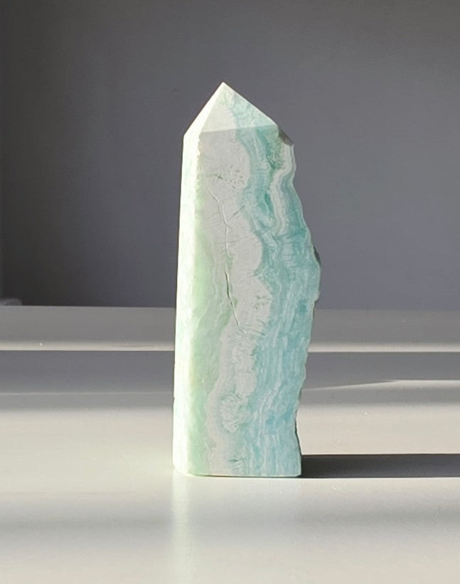 Hemimorphite Crystal Tower, Blue, White, Ocean Vibe, Green, Coastal, Crystal Tower, Home Styling, On Trend, Vibe, Coastal Styling, Natural Stone, Home Decor, Healing Crystals, Beachy Vibe, Beach 