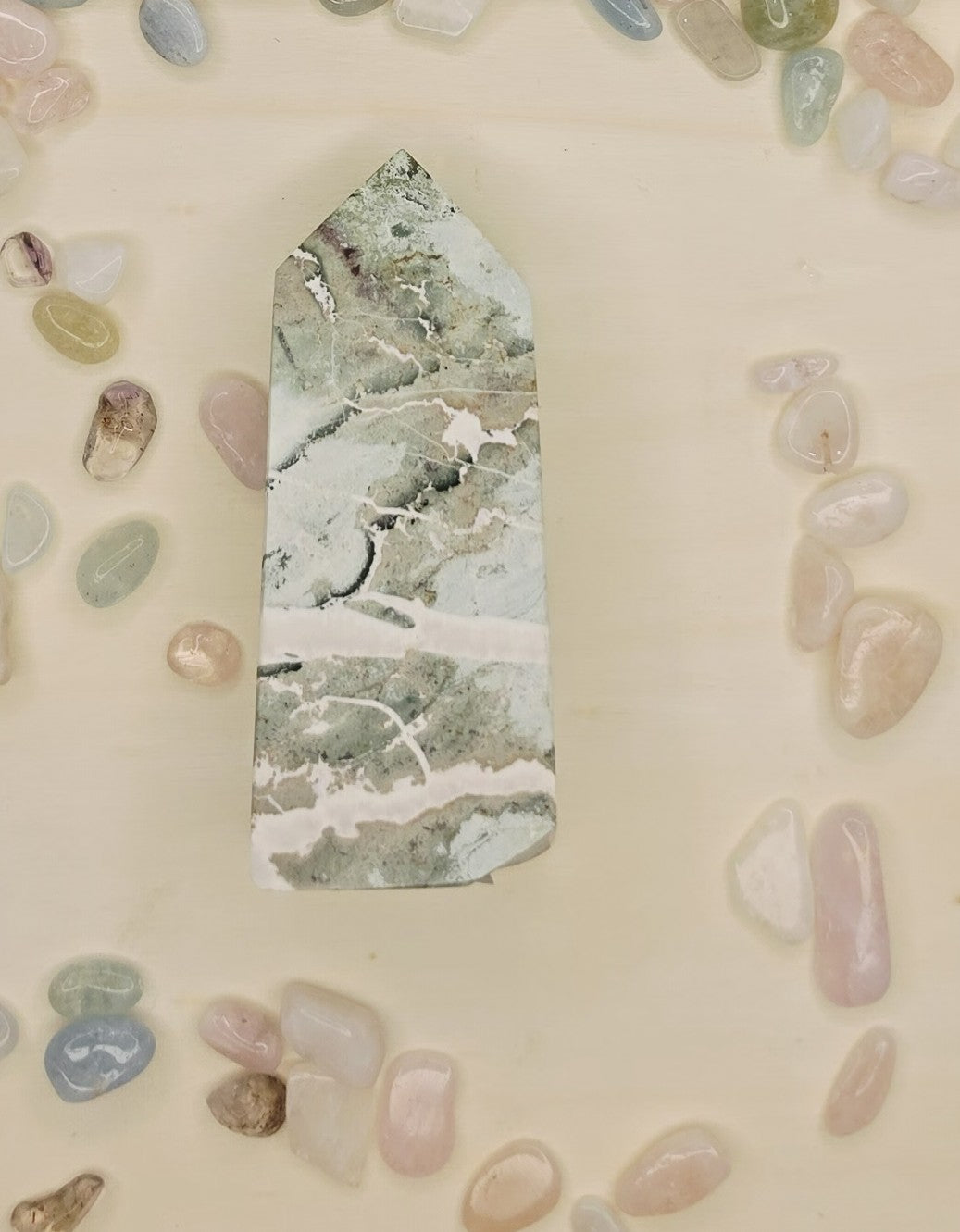 Luxury Unicorn Ocean Jasper Tower by Stone and Bloom featuring dreamy pastel natural formations