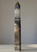 Volcanic Agate Crystal Tower Polished crystal obelisk on a neutral background, Home Decor, Black, Brown, Quartz, Statement Piece, Home Styling