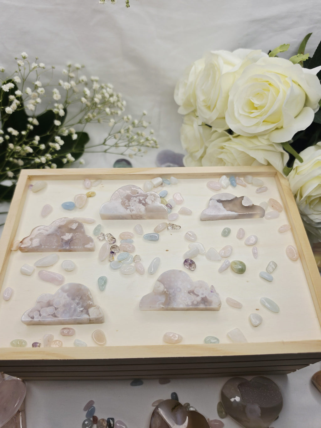 Luxury Pink Flower Agate Cloud by Stone and Bloom featuring soft blush floral natural formations