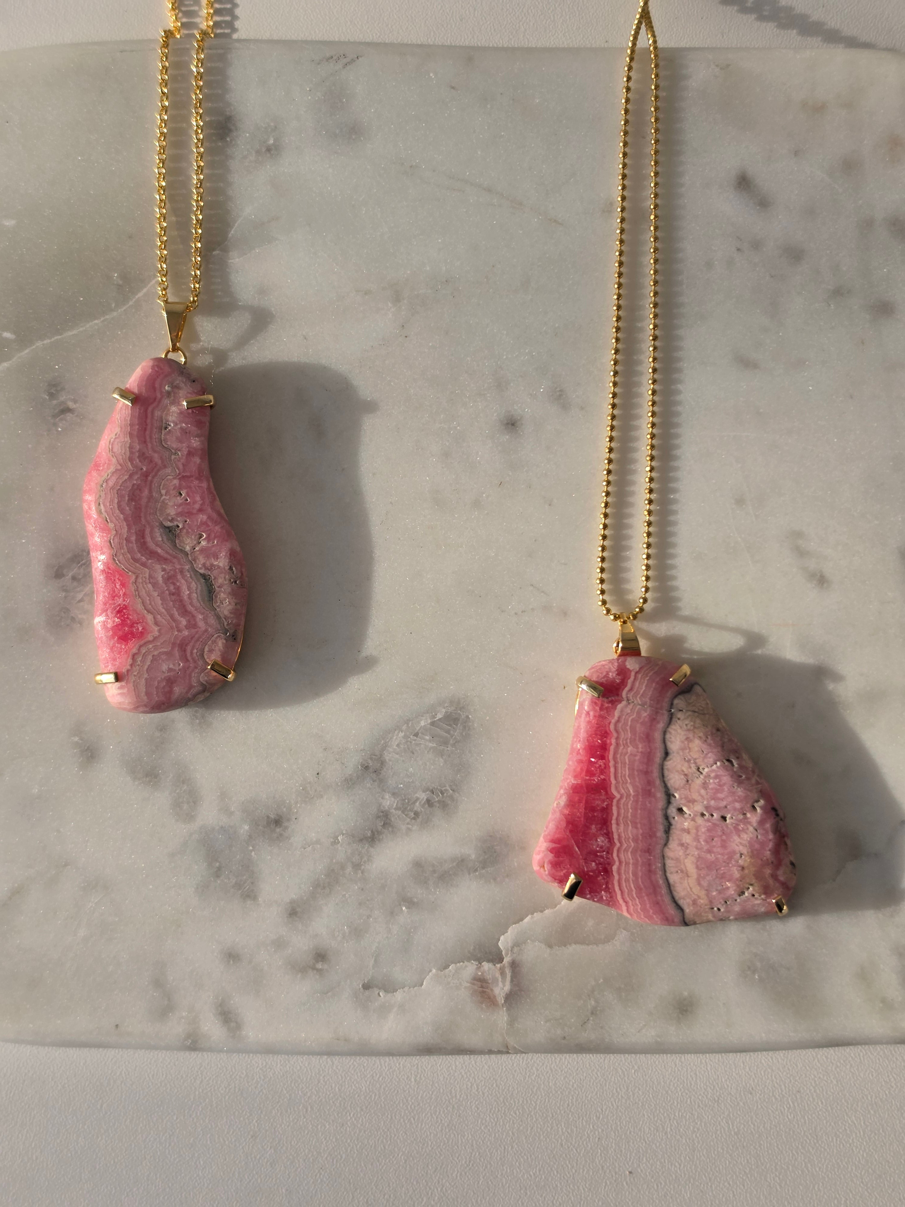 Rhodochrosite Pendants Gold
