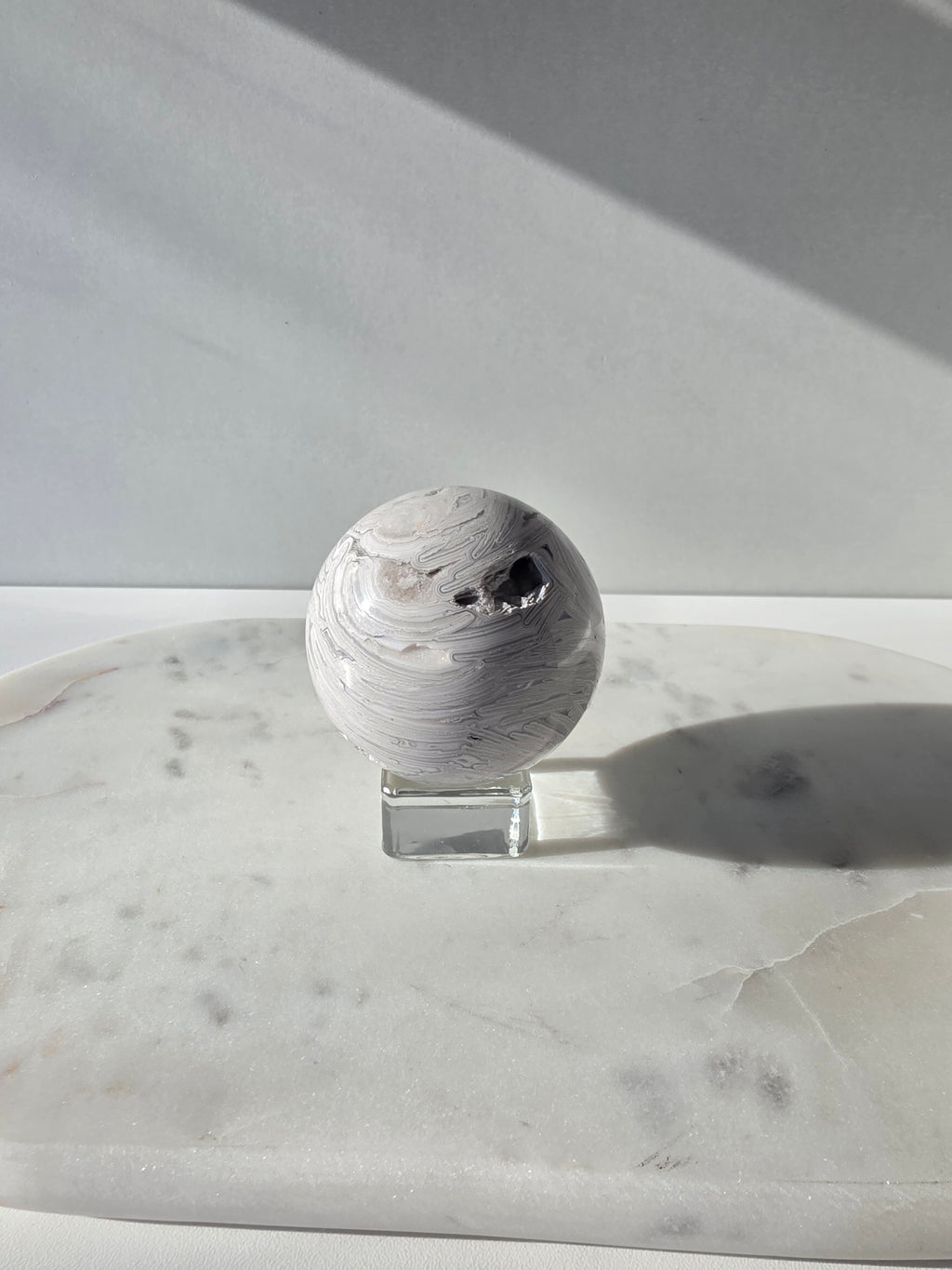 White Crazy Lace Agate Sphere 3
