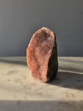 Blush pinky peach Druzy Amethyst cut base with sparkling natural druzy crystals and dark earthy matrix