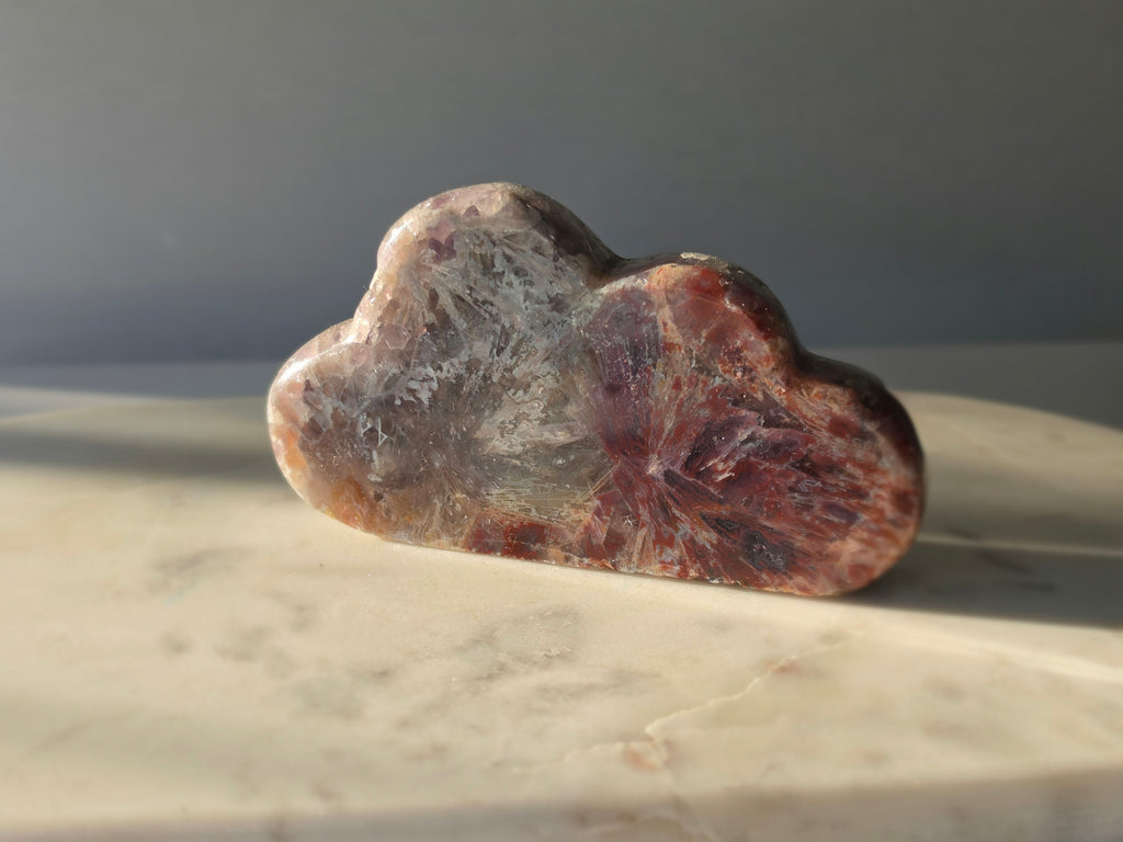 Natural Brazilian Pink Amethyst Cloud with translucent Quartz, rare splinter-like mineral formations and soft blush, rose and earthy tones