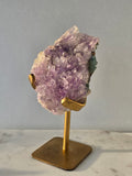Zeolite Amethyst Flower on gold stand