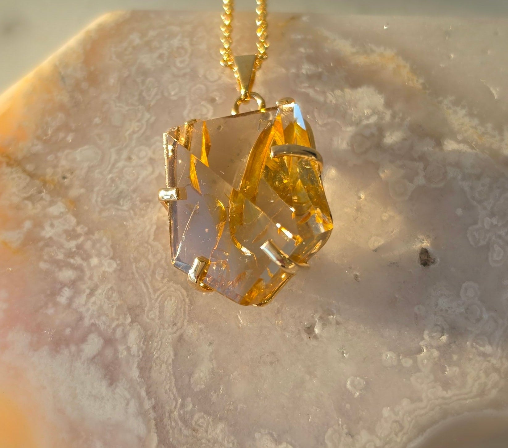 Rutilated Quartz Pendants | Gold