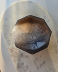 Natural Brazilian Agate bowl with smoky brown, caramel and blush banding, sparkling druzy crystal formations and polished edges