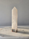 Ocean Jasper and Clear Quartz tower with colourful rainbow inclusions and blue green natural patterns