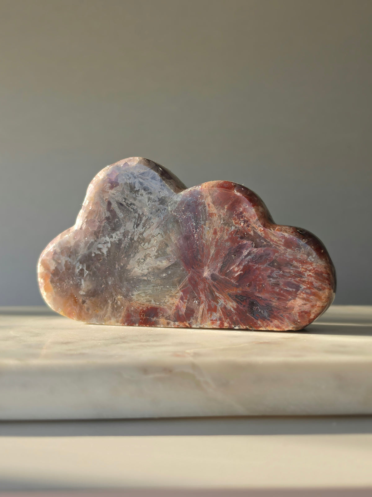 Natural Brazilian Pink Amethyst Cloud with translucent Quartz, rare splinter-like mineral formations and soft blush, rose and earthy tones